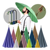 Paraguas Sombrilla Plegable Reforzada De Lujo Con Vini-piel.
