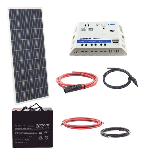 Kit Solar Bateria 55ah Panel Solar Cables Y Controlador 