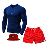 Kit Praia Tkz Short Praia + Camiseta Térmica + Chapéu Bucket