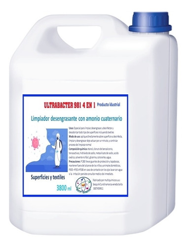 Amonio Cuaternario Limpiador Desengrasante, Bactericida 
