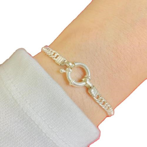 Pulsera Groumet 2 Con Marinero Plata 925 Ps 204