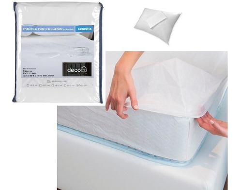 Forro Protector Plástico Antifluidos Cama Sencilla Con Funda