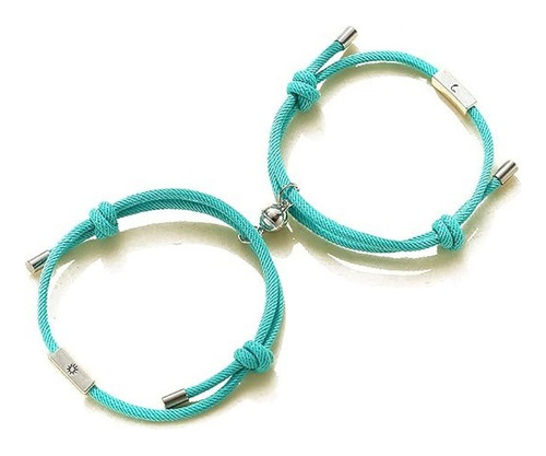 Pulseras Para Pareja Imán Magnéticas Celeste Sol & Luna