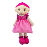 Muñeca De Trapo 36cm Para Niñas De Vestido Rosa