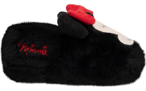 Pantufla Cerrada Peluche Minnie Mouse Mina Negro Niñas