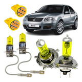 Kit Lâmpadas Bora H4 H3 Iluminação Amarela 3000k Carro 12v