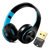 Combo Auriculares Inalámbricos + Adaptador Bt5pro Para Pc V4 Color Azul