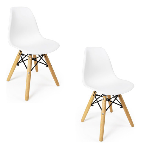 Kit 2 Cadeiras Infantis Charles Eames Eiffel Wood Kids Sala