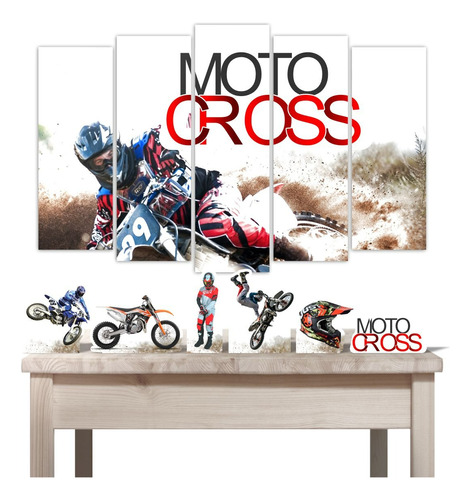 Kit Festa Moto Cross 5 Quadrinhos Mosaicos Mdf+06 Displays