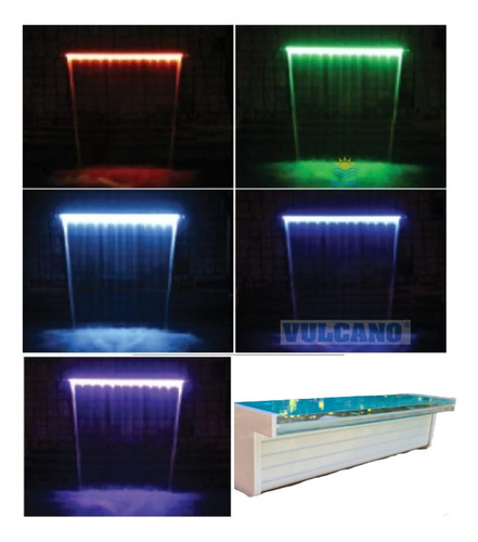 Cascada Piscina C/luces Led Colores120cm Vulcano- Doctorpool