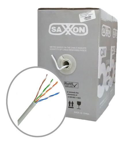 Cable Utp Saxxon Cca  Cat 5e Color Blanco Interior 305m