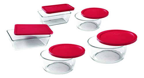 Juego De Fuentes X5pz Con Tapa Roja Simply Store Pyrex Ct