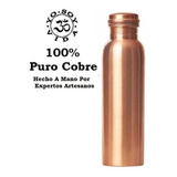 Botella De Cobre Puro Para Agua Hecha A Mano Y Lacada 950ml 