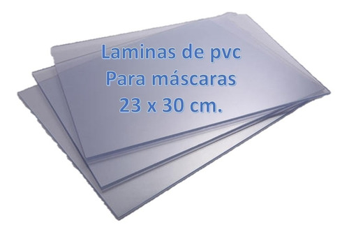 Laminas De Pvc Acetato Para Máscaras 23x30cm X 50 Unidades