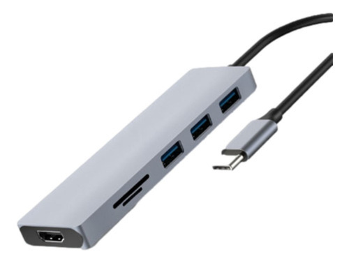 Hub Nextep Usb-c 6 En 1 Usb 3.0/hdmi/4k Lector Sd-tf Ne- /v