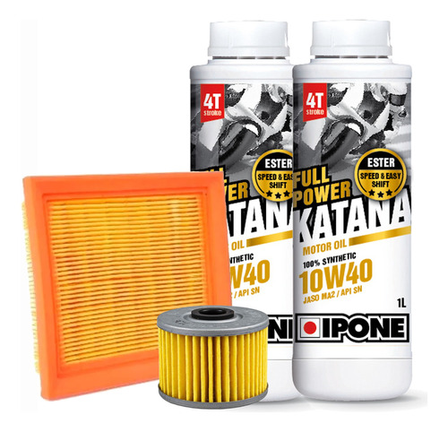 Kit Service Tornado Ipone Sintetico Katana 10w40 + Filtros