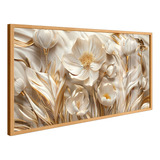 Quadro Decorativo Flores Flor Dourada Moderno Luxo C/ Vidro