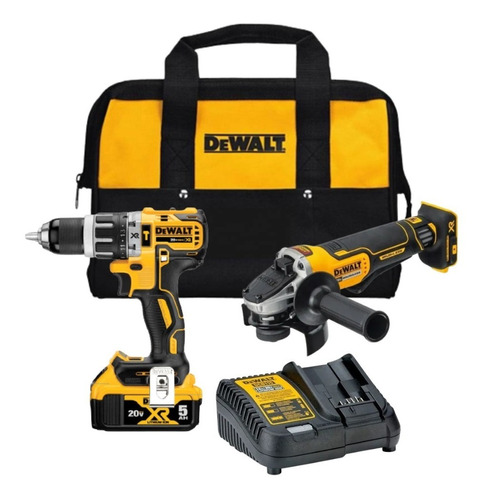 Kit Taladro Percutor Dcd796+ Esmeril Angular Dcg413b Dewalt