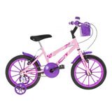 Bicicleta  Infantil Ultra Bikes Bike Ultra Kids Aro 16 1v Freios V-brake Cor Rosa-bebê Com Rodas De Treinamento