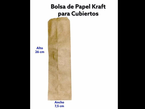 100 Bolsas Papel Kraft Para Cubiertos Domicilios Restaurante