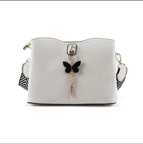 Mini Bag De Cuero Elegante, Dama, Dije De Mariposa