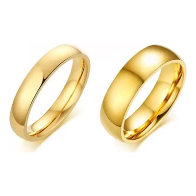 Par De Anillos Boda Matrimonio Acero Inoxidable Con Estuche Dorado 6m-11h