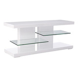 Mesa Para Tv Con Estantes De Vidrio/blanco, 4 Niveles