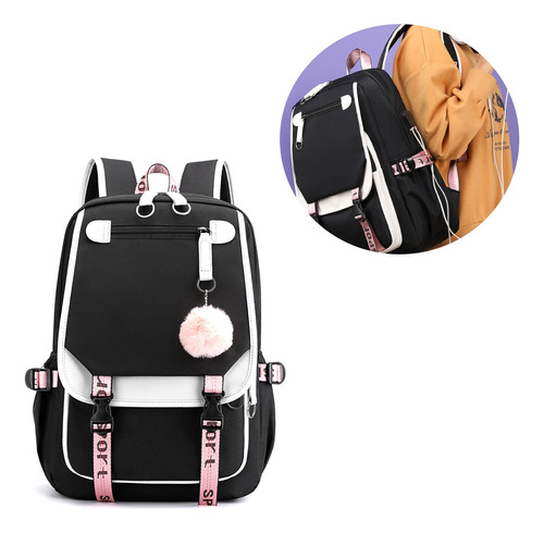 Mochila Kawaii Estilo Coreano Juvenil Con Puerto Usb