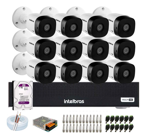 Kit Intelbras 12 Cameras 1120b Dvr 16 Canais 1016c C/1tb