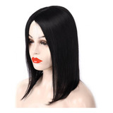 Peluca Recta Sin Flequillo Cabello Humano Negro 40cm