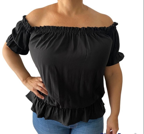 Blusa Campesina Talla Pluss Hermosa, Ligera Y Comoda