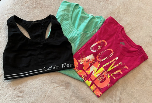 Lote Ropa Deportiva Mujer, 2 Remeras Nike Y Top Ck Talle S