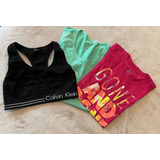 Lote Ropa Deportiva Mujer, 2 Remeras Nike Y Top Ck Talle S