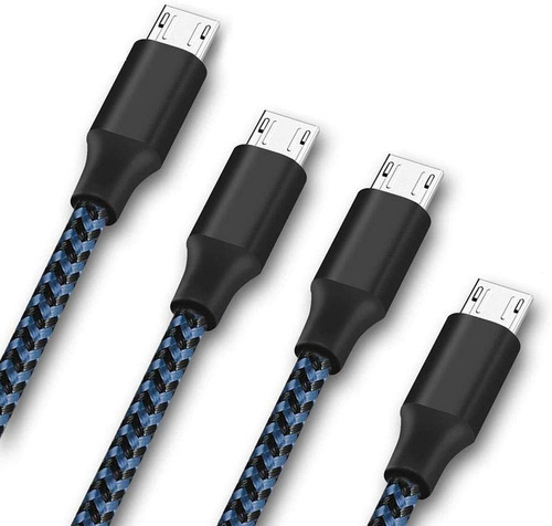 Cable Micro Usb A Usb 2.0 Bluelec Trenzado Azul 4-pack