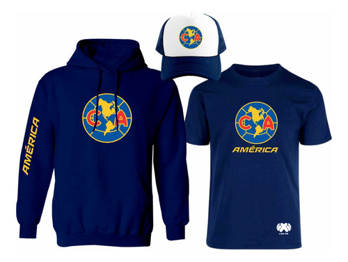 Kit Sudadera + Playera + Gorra Mod Club América Liga Mx