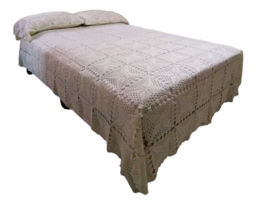 Cubrelecho En Crochet Para Cama Doble 140x190 Color Perla