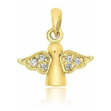 Pingente Anjo Da Guarda Com Strass Folheado A Ouro 18k.