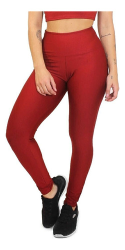 Calça Lisa Vermelha Legging Fitness Academia