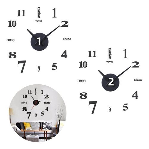 2 Piezas Reloj De Pared 3d/reloj Digital De Pared Modernos