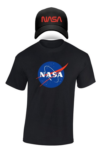 Camiseta Y Gorra Nasa Logo Espacio Hombre 100%algodon