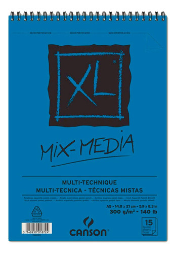  Block Canson Xl Mix Media A5 Acuarela Acrilico Marcador 