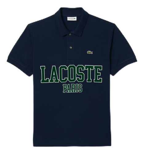 Camisa Lacoste Polo Corta De Ajuste Clásico Con Texto Ph7419