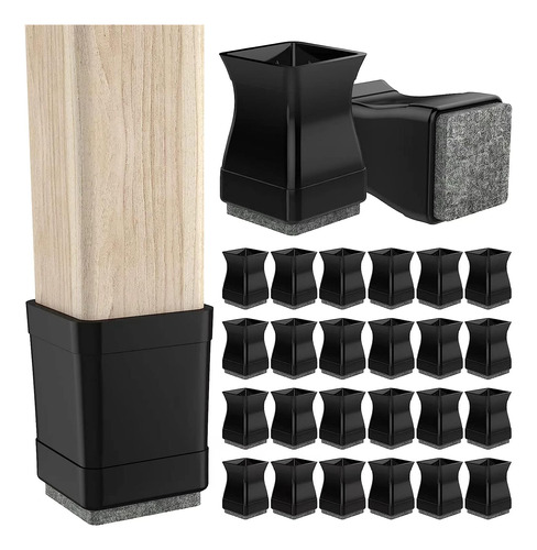 24 Pcs Protectores De Piso Patas De Silla Cuadrados, Al...