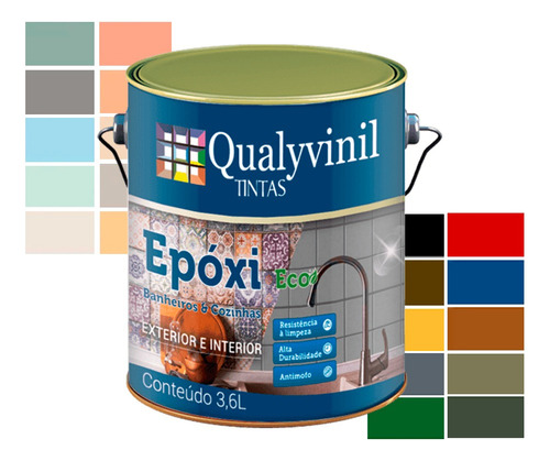 Epóxi Tinta Base Água Azulejos Madeira Metal Alvenaria 3,6lt