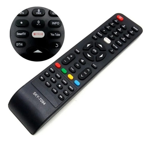 Controle Tv Smart 3d Philco/sky 7094/ C/ Netflix E Youtube