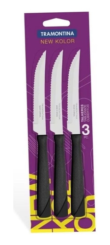 Set X 3 Cuchillo Tramontina Mango Plastico New Kolor