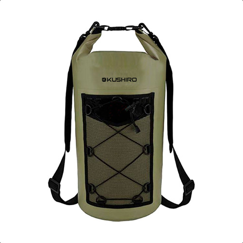 Bolso Estanco Mochila Grande Camping Acuatico Kayak Rafting Color Verde Diseño De La Tela Liso