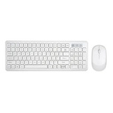 Kit De Teclado E Mouse S/fio Wireless Branco Abnt2 Português