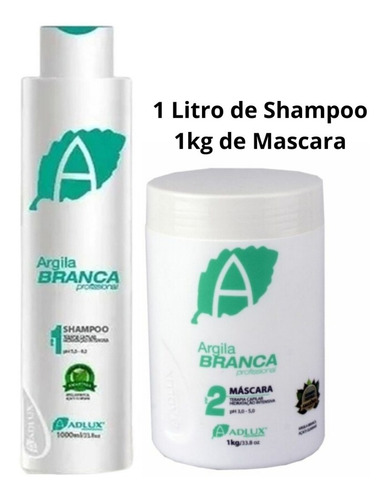 1 L Shampoo + 1kg De Mascara De Argila Branca Adlux Hidrata 