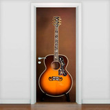 Adesivo Para Porta Musica Violão Gibson-63x210cm